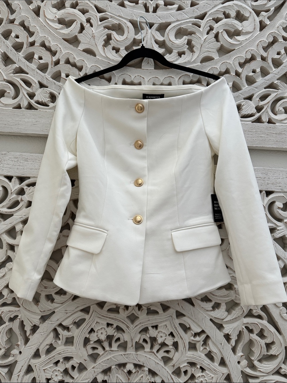 Express Cream Off-White Button Front Blazer Jacket
